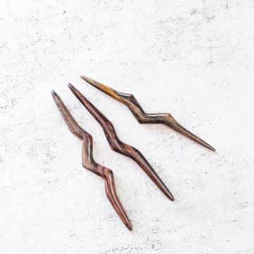 The pala hairsticks in rosewood aerial view