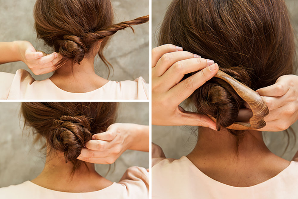 how to tie hair with stick